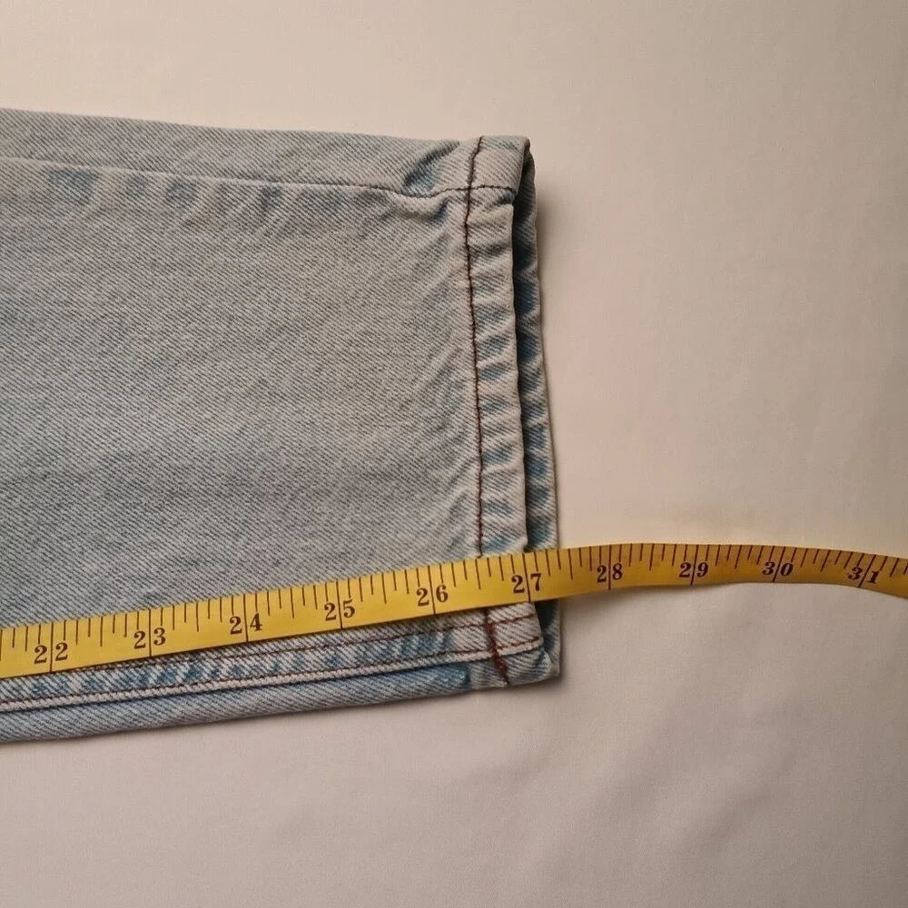ASOS DESIGN Mens High Rise Straight Leg Light Wash Jeans Size 30x27 Blue Cotton